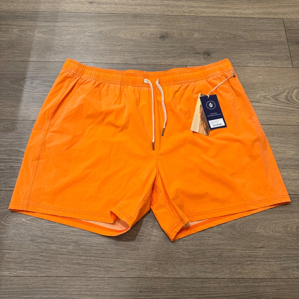 NWT Fair Harbor Bungalow Shorts Mens 3X Sun Orange Swim Trunks Recycled New